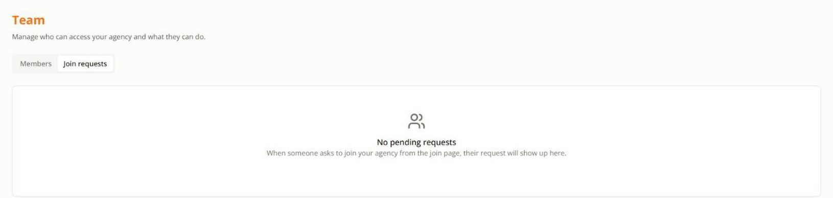 Page « Team », onglet « Join requests »